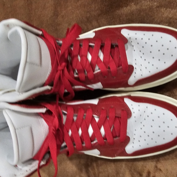 Women's Red and White High-Top Sneakers - Picture 2 of 7
